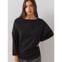 The Very Collection Womens Batwing Long Sleeve Cotton T-Shirt - Black