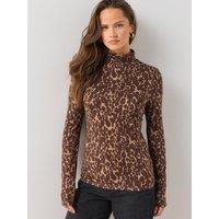 The Very Collection Womens Printed Viscose High Neck Top - Brown