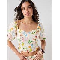 Vero Moda Elena Short Sleeve Smock Top - Beige