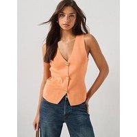 Vero Moda Vmkylie Sl Vest Knit Top Exp - Orange