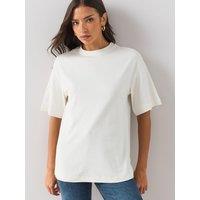 The Very Collection Womens Interlock Heavyweight Longline Drop Shoulder T-Shirt - Ivory
