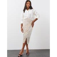 The Very Collection Womens Plus Size All-Over Sequin Knot Front Midaxi Skirt - Champagne