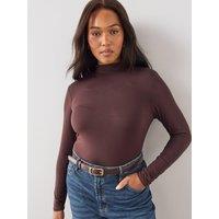 The Very Collection Womens Curve Turtle Neck Stretch Long Sleeve Top - Brown