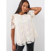 The Very Collection Womens Curve Floral Embellished Bow Back Blouse - Cream