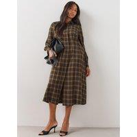 The Very Collection Womens Curve Check Collared Long Sleeve Midi Dress