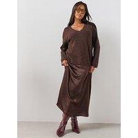 The Very Collection Curve 2 In 1 Satin Skirt Midi Dress - Brown