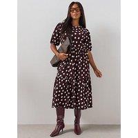 The Very Collection Curve Stretch Crinkle Bow Back Midi - Print