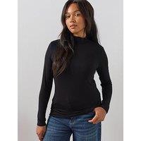 The Very Collection Curve Turtle Neck Long Sleeve Top - Black