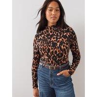 The Very Collection Womens Curve Turtle Neck Stretch Top - Leopard Print