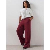 The Very Collection Curve Side Stripe Wide Leg Trouser - Burgundy