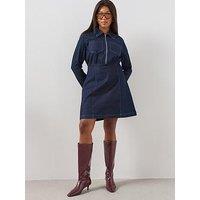 The Very Collection Curve Zip Denim Mini Dress - Blue