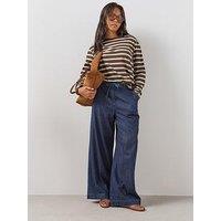 The Very Collection Curve Elasticated Waist Wide Leg Jean - Blue
