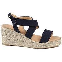 Jones Bootmaker Romilly Crossover Strap Wedge - Navy