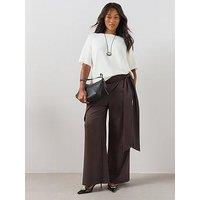 The Very Collection Curve Wrap Detail Wide Leg Trouser - Grey