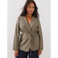 The Very Collection Womens Curve Tie Waist Checked Blazer