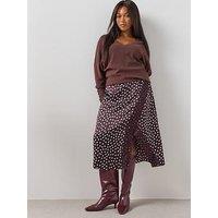 The Very Collection Curve Lace Trim Midi Skirt - Print