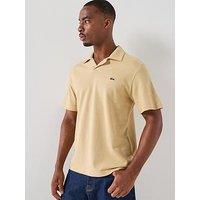 Lacoste Classic Fit Open Neck Cotton Linen Blend Polo Shirt - Beige