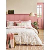 Laura Ashley Ashstead Damask 100% Cotton Quilt Set Natural Coral