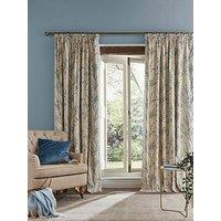 Laura Ashley Pussy Willow Lined Header Tape Curtains Off White-Seaspray