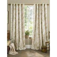 Laura Ashley Pussy Willow Lined Eyelet Curtains Ochre