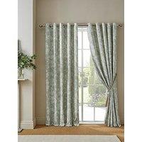 Laura Ashley Lloyd Lined Eyelet Curtains Sage