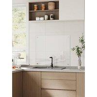 Living And Home Transparent Pre-Drilled Tempered Glass Splashback For Cookers, 70Cm W X 60Cm D