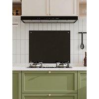 Living And Home Black Pre-Drilled Tempered Glass Splashback For Cookers, 75Cm W X 60Cm D