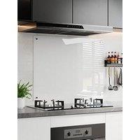 Living And Home White Pre-Drilled Tempered Glass Splashback For Cookers, 90Cm W X 70Cm D