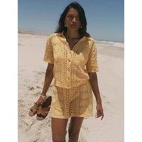 Mint Velvet Yellow Shell Crochet Short