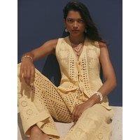 Mint Velvet Shell Crochet Top - Yellow