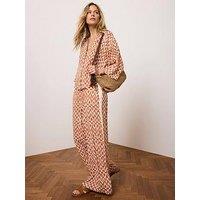 Mint Velvet Geo Print Wide Trouser - Orange