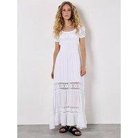 Apricot Floral Lace Milkmaid Maxi Dress