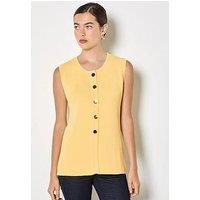 Apricot Button Sleeveless Top - Yellow