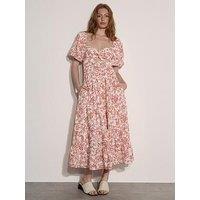 Apricot Printed Broderie Milkmaid Dress - Pink