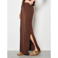 Apricot Pointelle Maxi Column Skirt