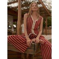 Mint Velvet Lurex Stripe Knit Shirt - Red