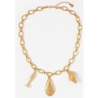 Mint Velvet Shell Statement Necklace - Gold