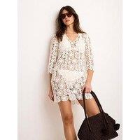 Mint Velvet Ivory Crochet Beach Dress - White