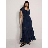 Apricot Floral Lace Milkmaid Maxi Dress