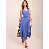 Mint Velvet Scallop Detail Woven Mix Dress - Blue