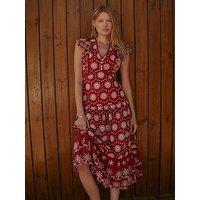 Mint Velvet Broderie Midi Dress - Red