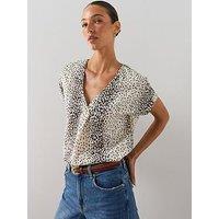 The Very Collection Printed V- Neck Blouse - Cream