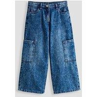 The Very Collection Girls Cargo Pocket Denim Jean - Mid Wash