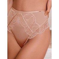Lipsy Flower Lace High Waist Thong - Nude