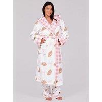 Loungeable Bow Croissant & Gingham Hooded Midi Robe