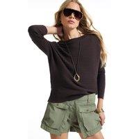 River Island Womens Wide Neck Ribbed Cotton Jumper - Brown
