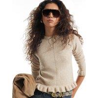 River Island Womens Frill Hem Cotton Jumper - Cream