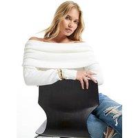 River Island Womens Bardot Gathered Cotton Jumper - Cream