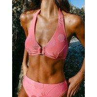 Chelsea Peers Jacquard Coastal Bikini Top - Coral Pink - Pink