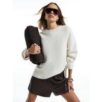 River Island Womens Crew Neck Relaxed Fit Jumper - Cream